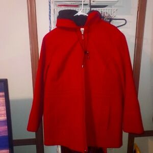St John Bay hooded winter coat . color Red:: size XL.